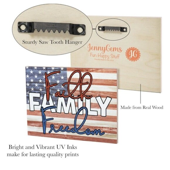 JennyGems Patriotic Decorations, 4th of July Decor, Wooden Sign for Wall NEW!! - Picture 7 of 11